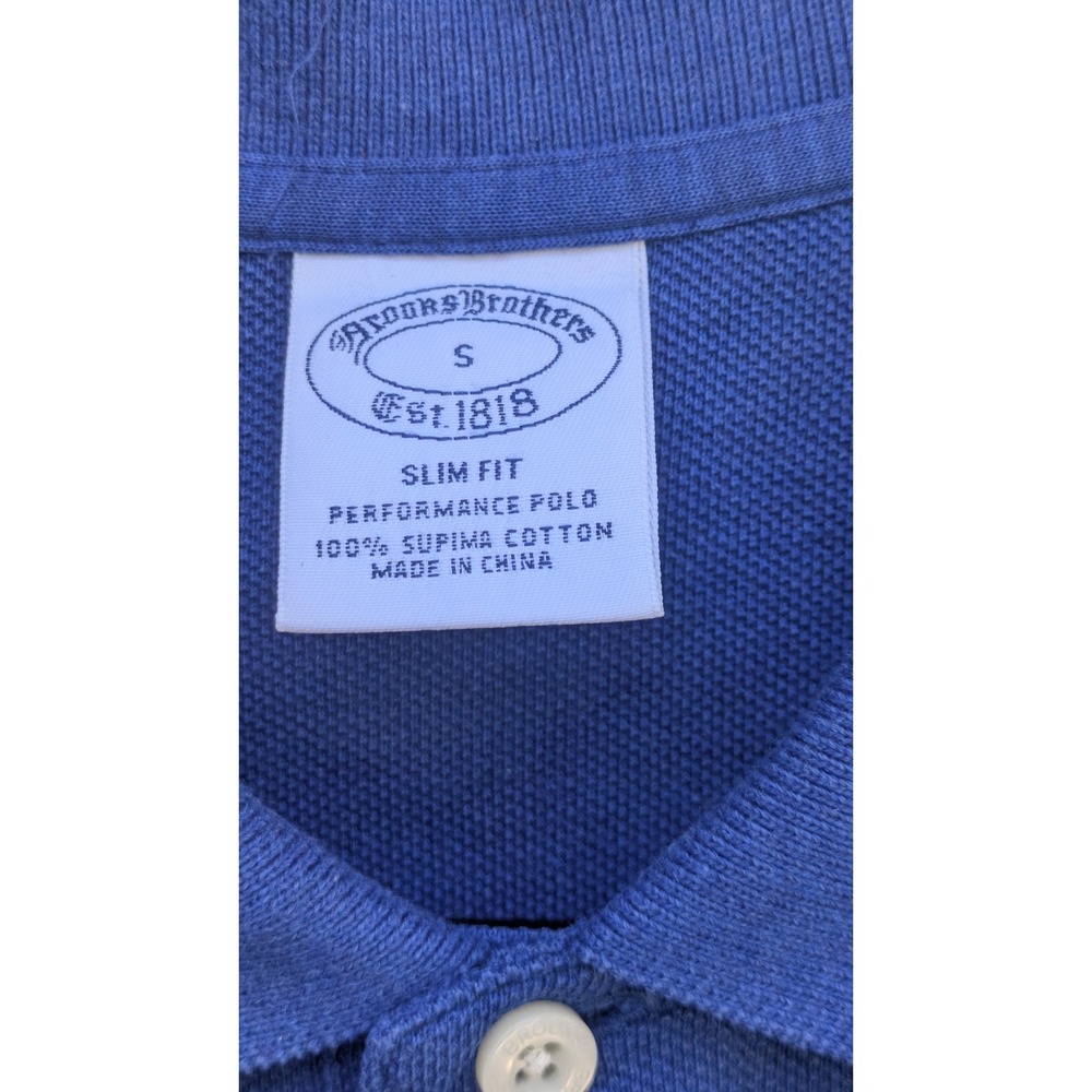 Brooks Brothers Mens Slim Fit Performance Polo Blue Long Sleeve Supima Cotton S - Picture 3 of 4